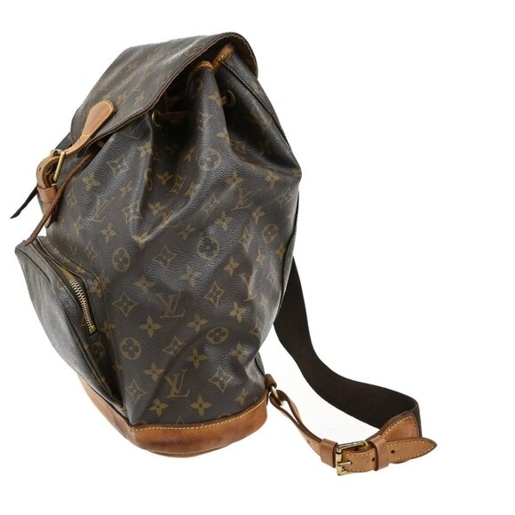 LOUIS VUITTON Montsouris GM Backpack Bag Monogram Leather Brown - Picture 2 of 16